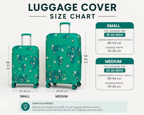 Image of Printed Luggage Cover for Traveling Bag & Suitcase - Stretchable & Scratchproof Trolley Protector with Velcro Lock & Lightweight Washable Material(Suitcase Bag Not Included, Only Cover in Product)