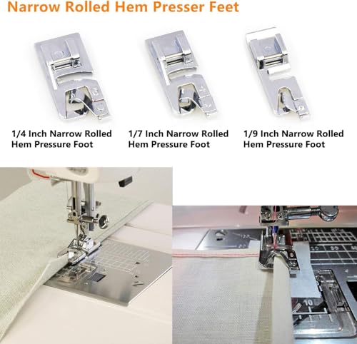 Pies para Máquina de Coser Rolled Hem 3 piezas miniatura 3