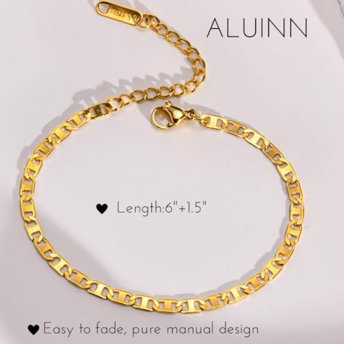 Aluinn Flat Mariner Gold Bracelets for Women Gold Plated Bracelets Adjustable Chain Dainty Gold Jewelry Gifts for Women4