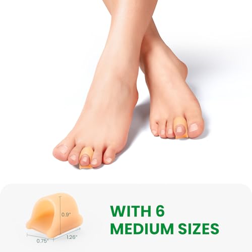 Bukihome Hammer Toe Straightener - 6 Pack Toe Splints - Soft Gel Hammer Toe Cushion - Realign Bent, Curled, Crooked, Claw, Hammer Toes - Toe Corrector for Men and Women, Medium Size