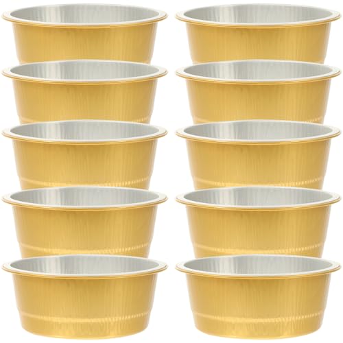 BRIGHTFUFU Lot de 10 Boîtes à Gâteau Rondes en Aluminium Renforcé sans Couvercle Récipients Alimentaires Multifonctions Résistants à Haute Température pour Pâtisserie Barbecue et