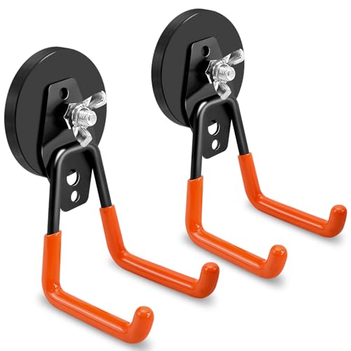 UCINNOVATE 2PCS Heavy Duty Storage Utility Magnetic Hooks, Steel & PVC, Modern Style, Wall Mount, 500 lbs Capacity, Ideal for Wall, Kitchen, Garage, Outdoor & More