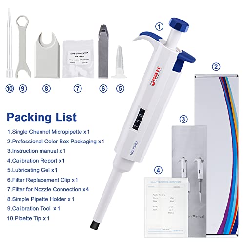 Four E's Scientific Single-Channel Pipettor Adjustable Variable Volume Micro Pipette High Accurate Pipettor For Laboratory,100-1000Ul #TOP5