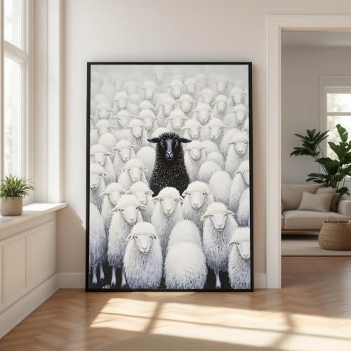 Cuadro de oveja negra inspirador para decoración rústica de salones y oficinas