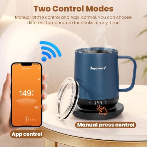 Image of Happiness Self-Heating Coffee Mug,12oz Temperature Control Smart Cup