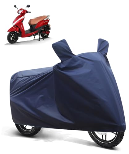 Image of FABTEC Two Wheeler UV Protection & Dustproof Bike Cover Compatible with Ampere Magnus Ex (Blue)
