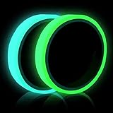 WUDQIJI Fluoreszierendes Klebeband 10m×10mm 2 Rolle Phosphor Markierungsband Leuchtendes Klebeband Wasserdicht Luminous Tape Warnband Nachleuchtend für Sicherheitszeichen Signale(Grün, blau)