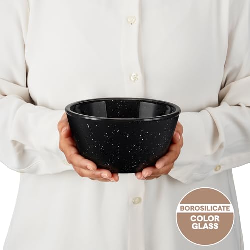 Image of Borosil 500ml Serving & Mixing Bowl | Made in India Borosilicate Glass Bowl for Kitchen & Dinning | Bowl for Mixing Dough, Salad, Batter | Microwave & Dishwasher Safe (Pebble Black)