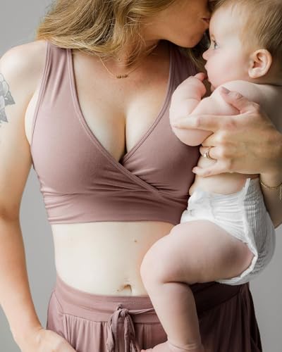 Image of Kindred Bravely French Terry Racerback Nursing & Sleep Bra, Maternity Bra | Breastfeeding bra, wire free, crossover pull aside access, super soft and stretchy, Supportive, for pregnancy & postpartum