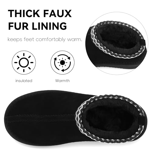 INMINPIN Women's Genuine Suede Slippers Fuzzy Warm House Mini Boots Slip On Memory Foam Fluffy Winter Shoes for Indoor and Outdoor2