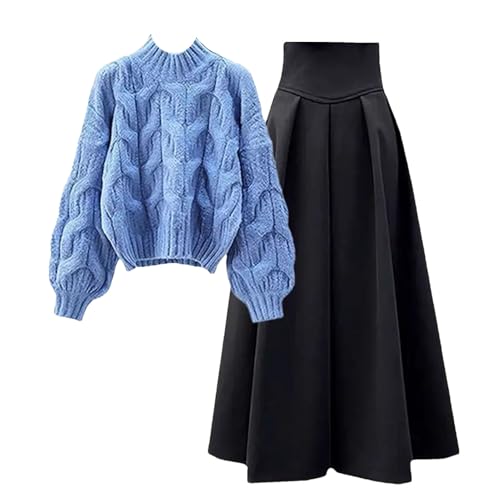 Women's Spring Fall Korean Elegant Thickening Knit 2 Piece Set