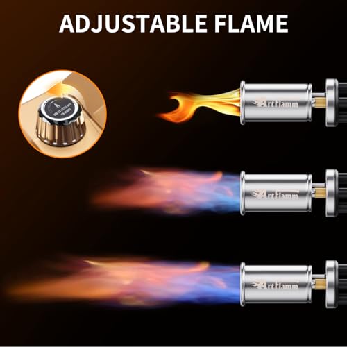 Image of ARTFLAMM Powerful Propane Torch, Kitchen Blow Torch Gun with Adjustable Flame, Detachable Flamethrower Cooking Torch for Searing Steak, Camping, BBQ, Welding (Tank Not Included)