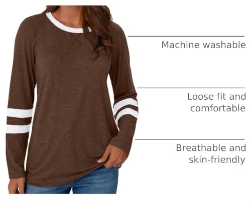 Image of AUTOMET Womens Color Block Long Sleeve Shirts Oversized Crewneck Casual Top