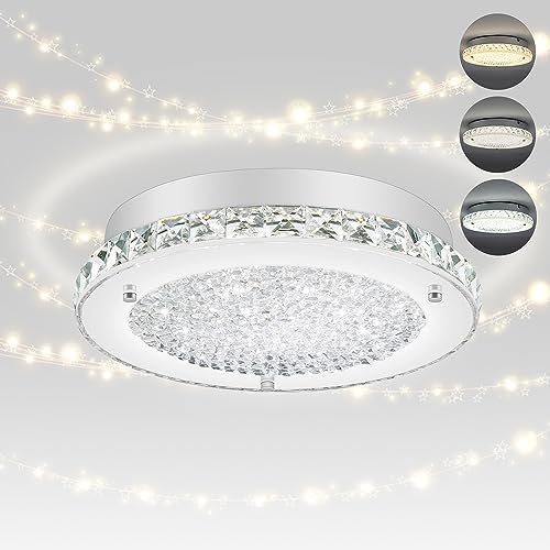 Plafonnier en cristal DEL dimmable résistant à l'humidité pour salle de bain