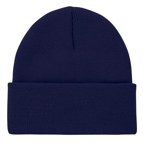 Image of Zando Beanie Hat for Men and Women - Winter Knit Fisherman Skull Cap - Unisex Daily Slouchy Stocking Cap - Navy Blue