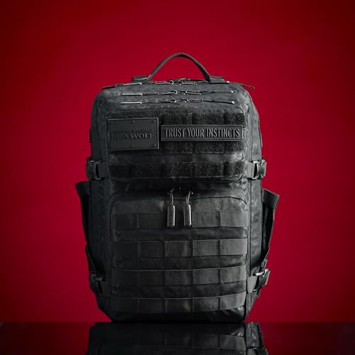 Image of WOLFpak 25L Athletic Gym Backpack (Black Leopard) Durable 1000D Waterproof Oxford Material w /MOLLE Webbing, Laptop Pocket & Dual Cup Holders, Durable Fitness /Travel /Military Daypack