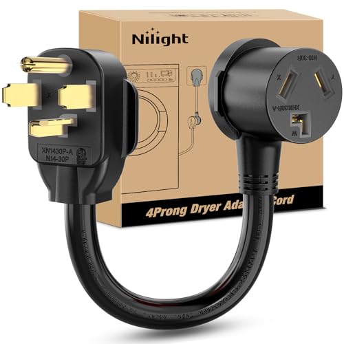 Image of Nilight EV Dryer Adapter Cord 30 Amp to 30Amp 4 Prong 125V /250V 7500 Watt Pure Copper Dryers New Outlet Old Plug Conversion Heavy Duty 10 Gauge Wires 14-30P 10-30R 30M /30F