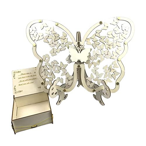 Duiaynke Libro De Invitados Con Marco De Mariposa De Madera, Caja De Regalo De Boda De Deseos Para Recepción, Hermosos Recuerdos De Amor Eterno 80 Piezas Duiaynke Libro De Invitados Con Marco De Mariposa De Madera, Caja De Regalo De Boda De Deseos Para Recepción, Hermosos Recuerdos De Amor Eterno 80 Piezas
