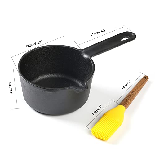 Hawok 4.9 Inch Cast Iron Melting Pot Sauce Pan With Brush,19.4 Oz, #TOP2