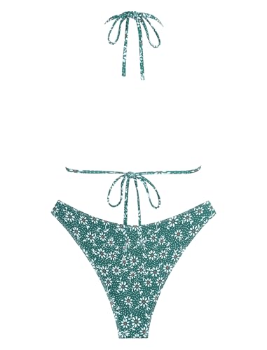 Image of ZAFUL Womens Halter Bikini Sets Triangle Bikinis High Cut Swimsuits 2 Piece Bathing Suits Sexy Swimwear