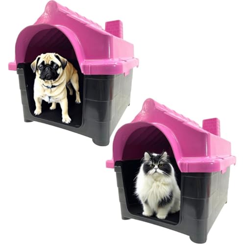 2x Casinhas Pet Cachorro Gato Conforto e Segurança Casa N2 (Rosa, N2)