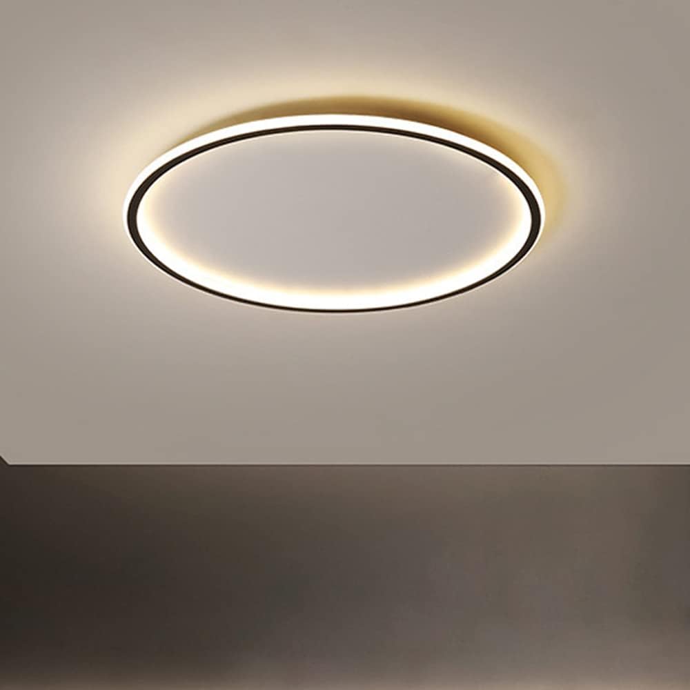 Dimmable LED Ceiling Light Fixture Flush Mount,12" Modern Round Recessed Ceiling Lamp with APP Adjustment,Black 33W Close to The Ceiling Lighting Living Room Bedroom,3000K-6000K