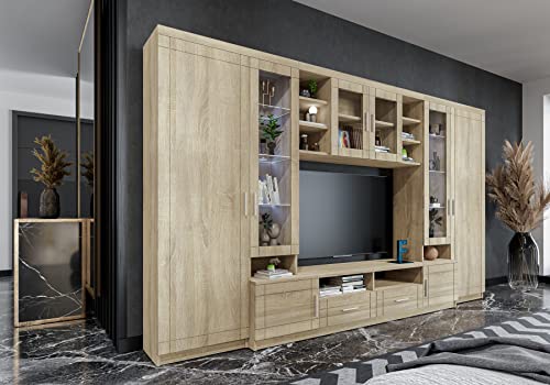 Furnix Wohnwand Wohnzimmer Palloma Schrankwand Wandschrank Mediawand 4-TLG...