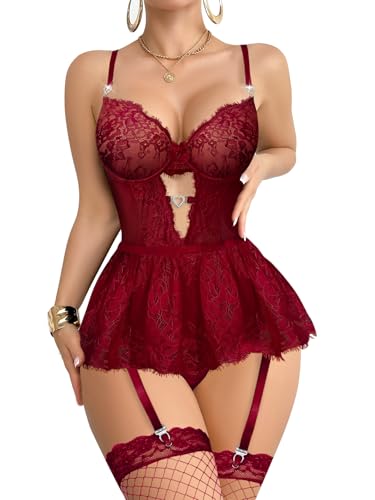 Image of Foxiny Sexy Lingerie Set 3 Piece Women Corset Bodysuit