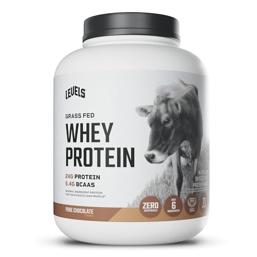 Levels Grass Fed Whey Protein Powder, No Artificials, 24G of Protein, Pure Chocolate, 5LB