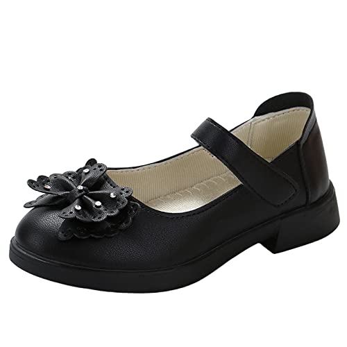 Children Shunky Heel Flower Sandals Fashion Princess Shoes Performance Sandals Children Shoes Baby Girl Walking Shoes (Black, 11.5 Little Child)