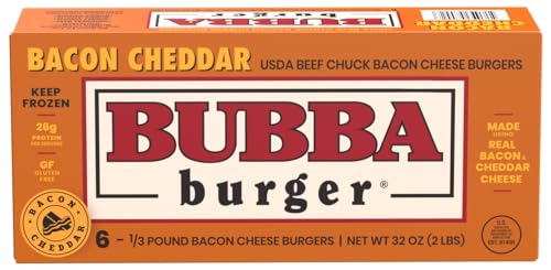 Image of Bubba Burger, Frozen Beef Burger Patties, Bacon Cheddar, USDA Choice, 2 lb, Pack of 6