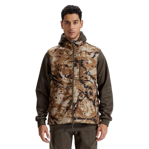 LOOGU Mens Camo Hunting Vest Fleece Lined Water Resistant Outdoor Fishing Outwear