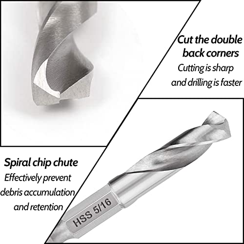 Jifeijidian 5Pcs Stubby Drill Bit Set For Metal 1/4" Hex Shank M2 Short Length Drill Bit Steel For Quick Change Chucks And Drives Stainless Steel Carbon Steel Iron And Other Hard Metals #TOP3