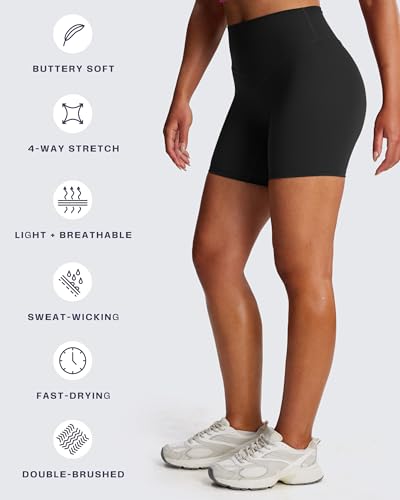 Aoxjox Breeze Workout Biker Shorts for Women Tummy Control High Waisted Exercise Athletic Gym Running Yoga Short 6" 6
