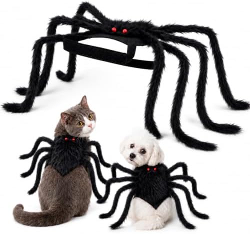 Halloween Spider Costume for Dogs Cats, Adjustable Pet Outfit (Black,S)