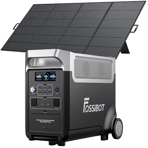 FOSSiBOT F3600 Pro Centrale Elettrica Portatile con Pannello Solare da 420W, Batteria LiFePO4 da 3840Wh, Espandibile Fino a 11,52kwh, Uscita CA 3600W, Power Station per Domestico, Campeggio, Viaggio
