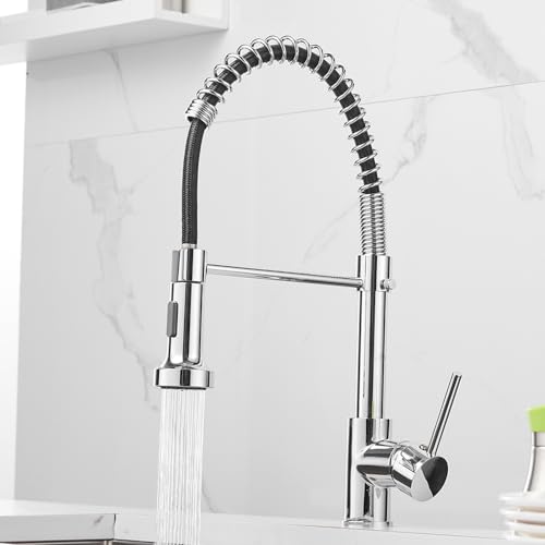 image for OWOFAN Spring Kitchen Sink Faucet Commercial Single Handle Single Leve