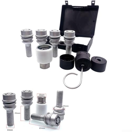 Kit de tornillos antirrobo M14x1.5 para llantas de coche negro patrón 523 para Porsche 7