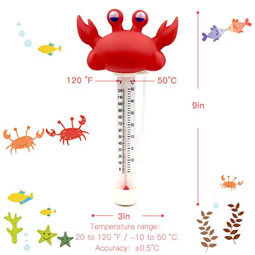 Xy-Wq Floating Pool Thermometer, Large Size Easy Read For Water Temperature With String For Outdoor And Indoor Swimming Pools And Spas (Crab) #TOP4