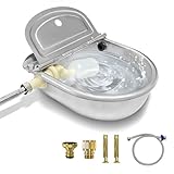 Automatic Water Dispenser for Dogs,3L Automatic Horse Waterer Bowl with Float Valve,304 Stainless Steel self Filling Dog Water Bowl Outdoor Dispenser Livestock Water Bowl Kit for Chicken