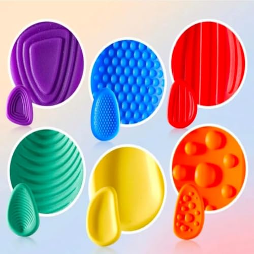 Image of 6 Pcs Silicone Textured Fidget Stones, Suitable for Office desks and Travel | Can relieve stress, keeps calm & focused, boosting intelligence, vision and hand-eye coordination for parent-child play