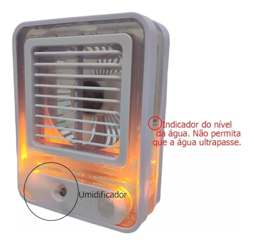 Ventilador Umidificador Mesa Touch com Luz Led 3 Velocidades USB Mini - Vinwer