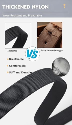 VANNANBA Ratchet Web Belt Men, Invisible Stretch Nylon Golf Adjustable Work Men's Belt with Casual Pants4