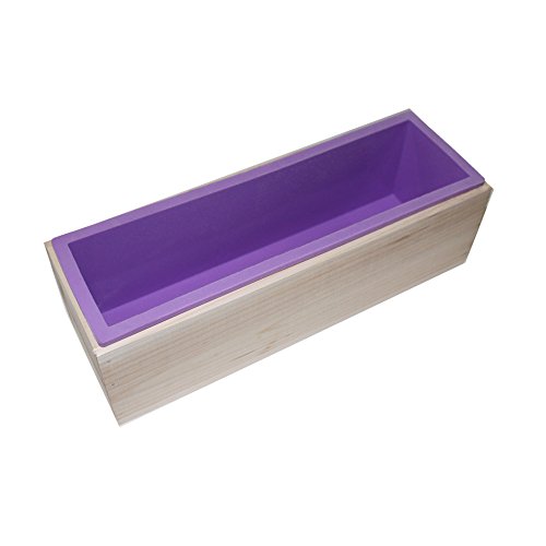 X-Haibei Soap Silicone Loaf Mold Wood Box | Flexible Rectangular Cold Process Loaf Mold for 42oz Soap Making Supplies Tall 3 inch