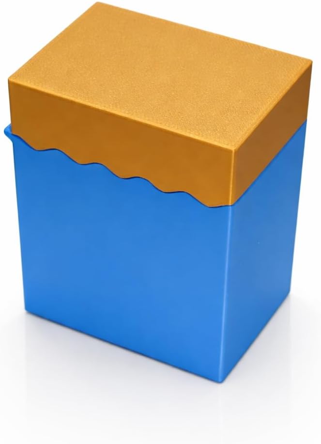 Trading Card Deck Box (60+ Sleeved Cards) for Trading Card Game Storage and Protection, Multiple Colors (Gold Lid/Blue Box)