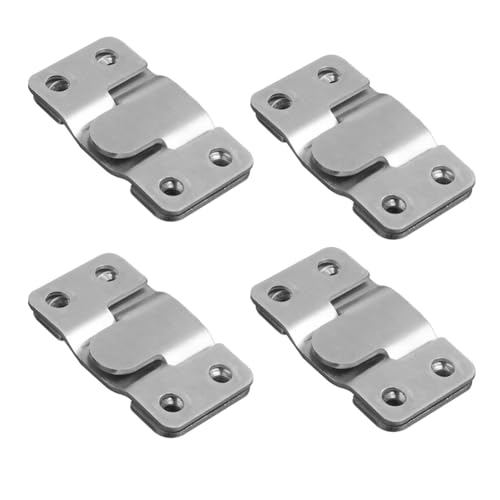 Image of 4Pairs(8Pcs) 53 x 30mm Flush Mount Bracket Stainless Steel Heavy Duty Hanging Picture Frame Hooks Z Clip Interlocking Hang Buckle for Pictures Mirrors Frames(Silver)