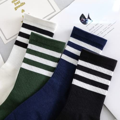 8 Pairs Striped Cute Socks Men's and Women's Spring and Summer Mid-tube Socks Sports High Waist Cotton Socks2