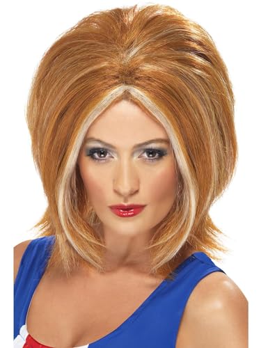 Perruque Girl Power rousse bicolore avec mèches blondes pour transformation Halloween