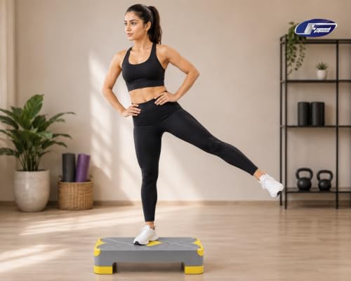 Image of Adjustable Aerobic Stepper Platform | Non-Slip Exercise Step Board for Cardio, Home Gym, Strength Training & Workout | Height Adjustable Fitness Step Bench
