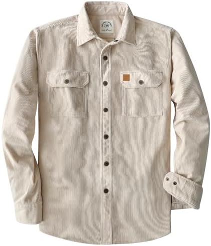 Dubinik® Corduroy Shirt Men Corduroy Jacket Men Long Sleeve Casua...